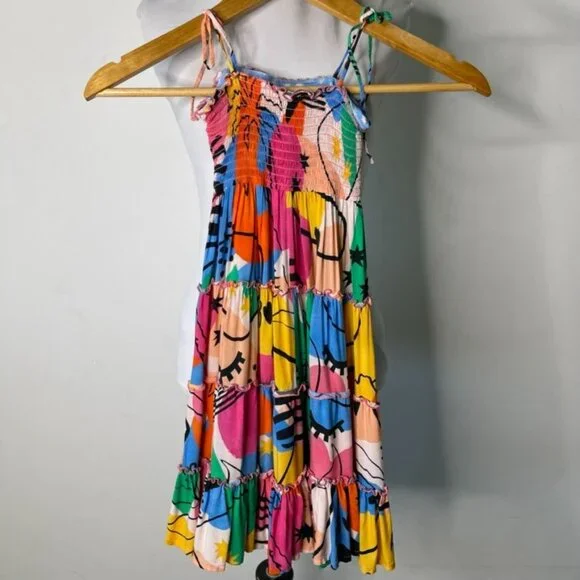 Agua Bendita Pacifico Malika Joo Bah Girls Smocked Tiered Ruffle Dress Size 3Y - Picture 2 of 6